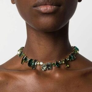 🦋NWT Gema necklace Mixed cuts, Green, Gold-tone plated